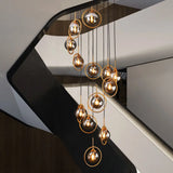 Black Modernist Cluster Pendant Light With 13 Glass Shades / Smoke Gray A