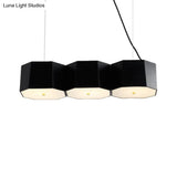 Black Nordic Island Light With Octagon Metal Shade For Dining Room