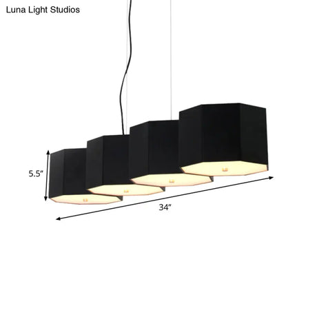 Black Nordic Island Light With Octagon Metal Shade For Dining Room
