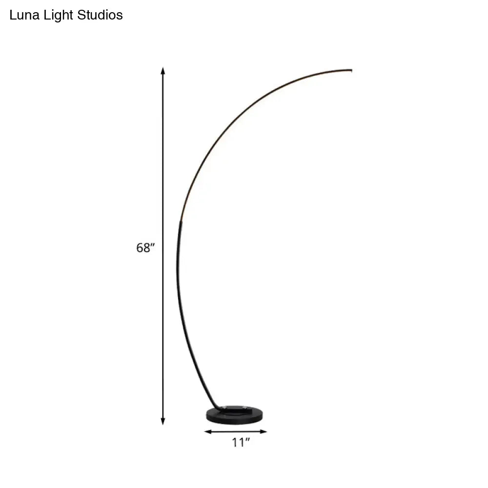 Black Over-Curved Led Floor Standing Lamp - Nordic Metal Design Perfect For Living Room Reading