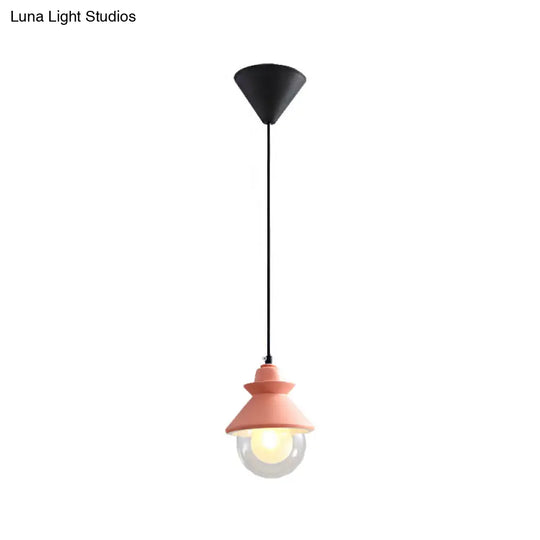 Black/Pink Macaron Style Pendant Ceiling Light With Double Glass Shade