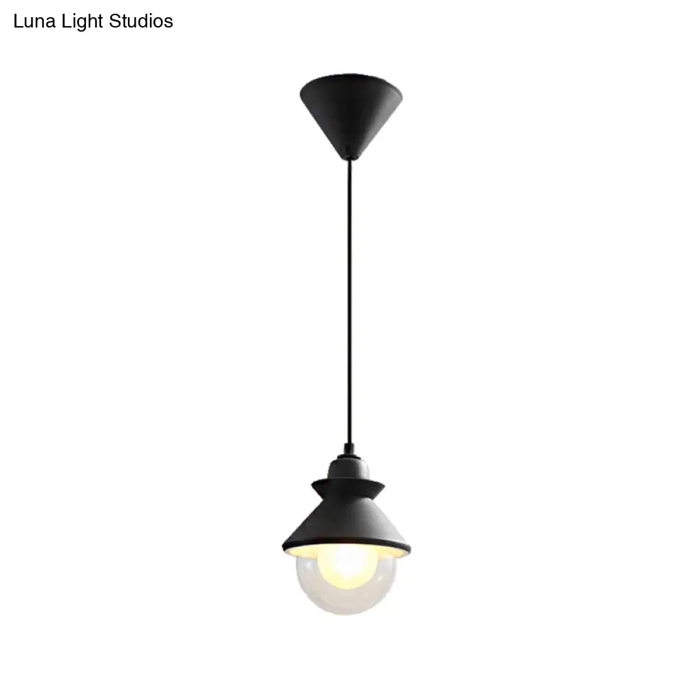 Black/Pink Macaron Style Pendant Ceiling Light With Double Glass Shade