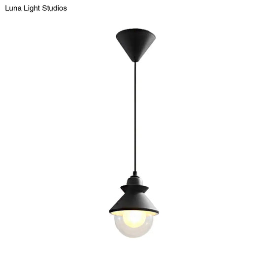 Black/Pink Macaron Style Pendant Ceiling Light With Double Glass Shade