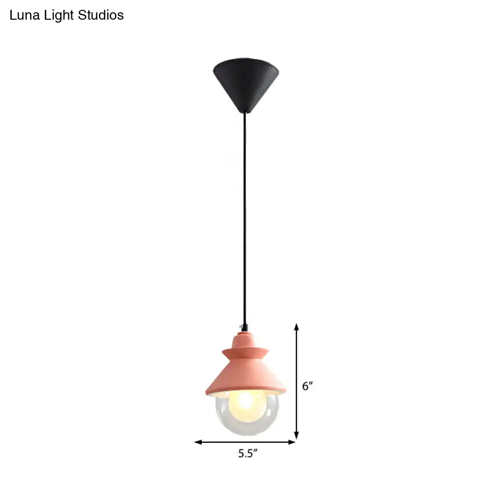 Black/Pink Macaron Style Pendant Ceiling Light With Double Glass Shade