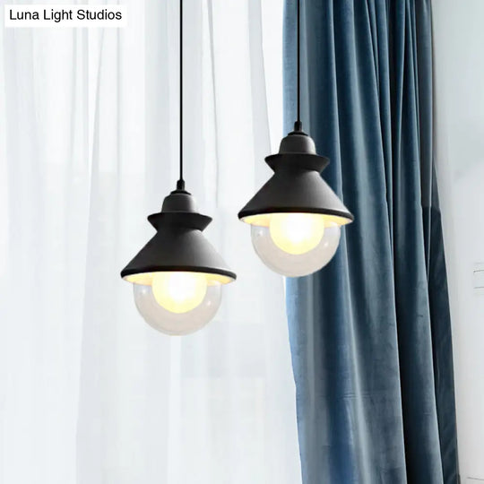 Black/Pink Macaron Style Pendant Ceiling Light With Double Glass Shade