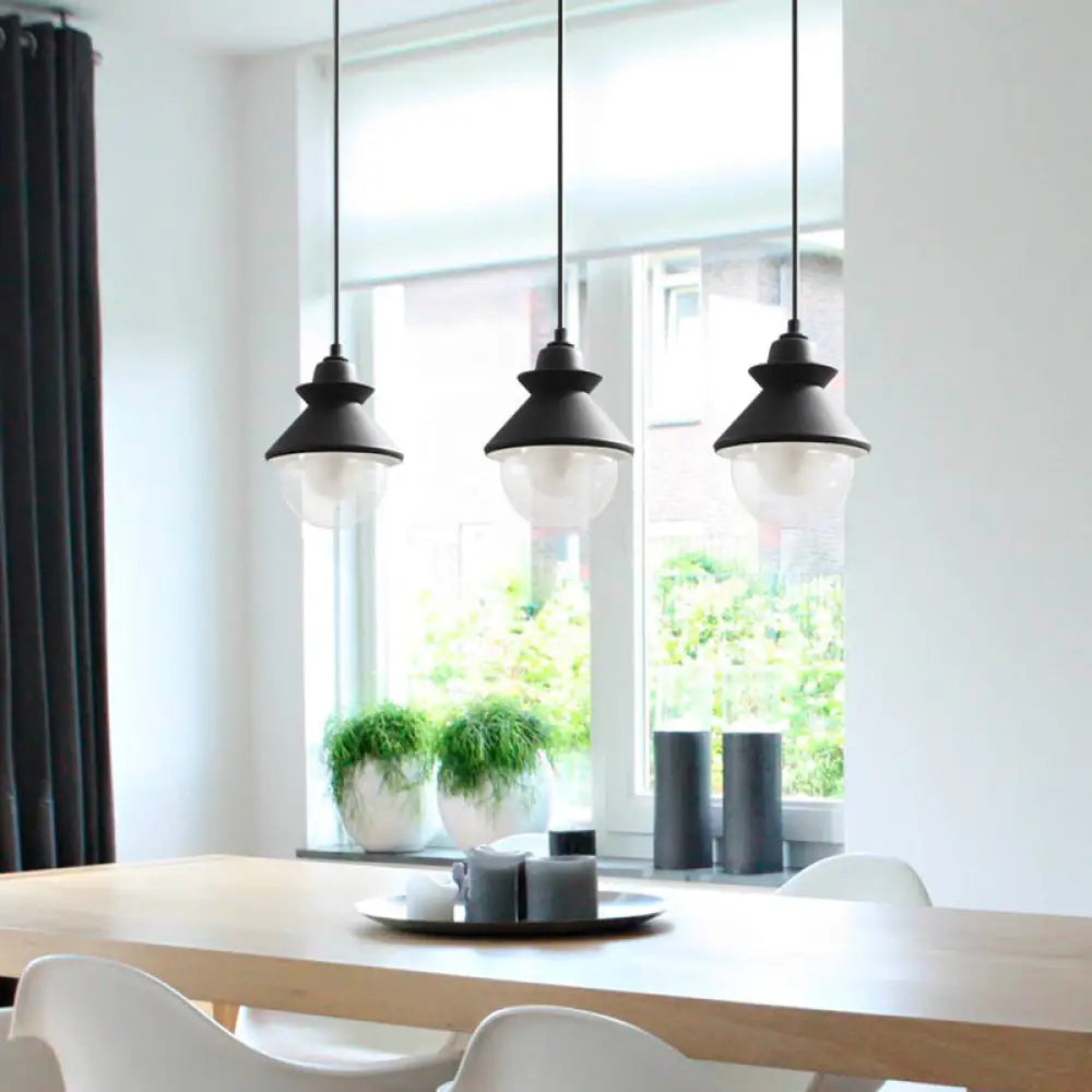 Black/Pink Macaron Style Pendant Ceiling Light With Double Glass Shade Black