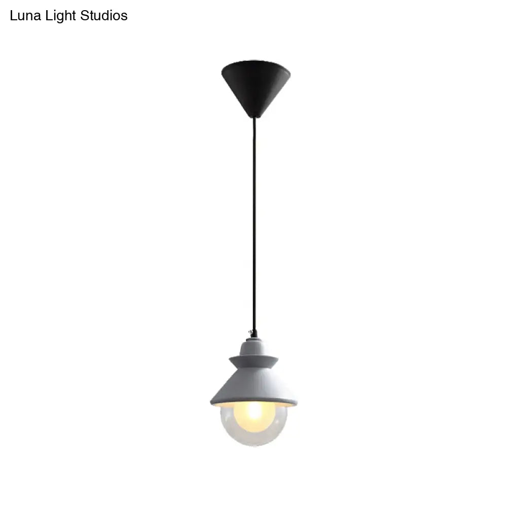 Black/Pink Macaron Style Pendant Ceiling Light With Double Glass Shade