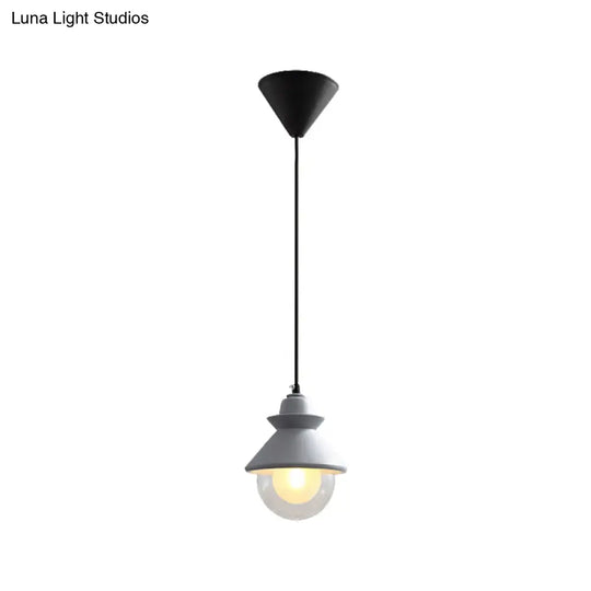 Black/Pink Macaron Style Pendant Ceiling Light With Double Glass Shade