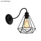 Black Retro Style Metal Diamond/Star Sconce Lamp For Coffee Shop