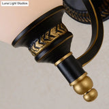 Black Rustic Wall Lamp With Bell-Shaped White Frost Glass Ideal For Living Room Lighting