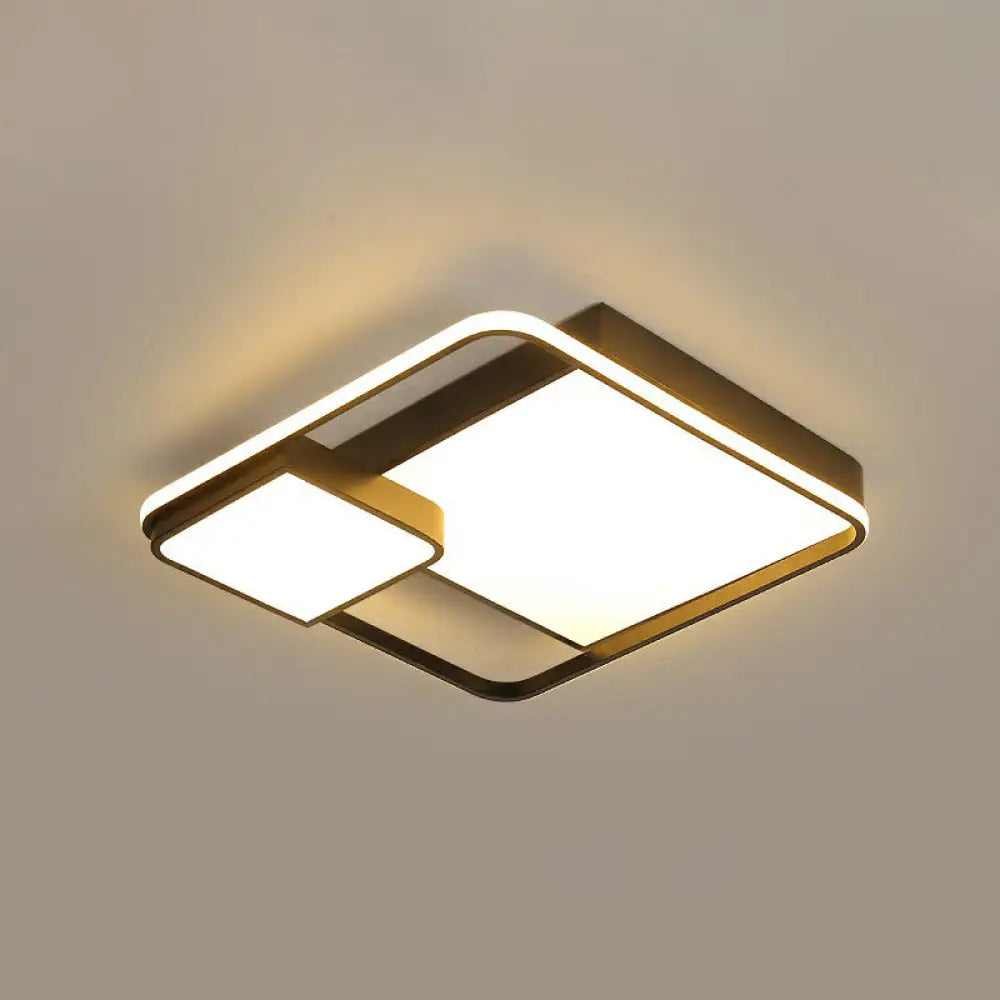 Black Square Led Ceiling Mount Light With Minimalist Acrylic Shade / 20.5’ Third Gear