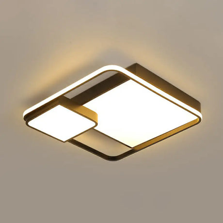 Black Square Led Ceiling Mount Light With Minimalist Acrylic Shade / 24.5’ Remote Control