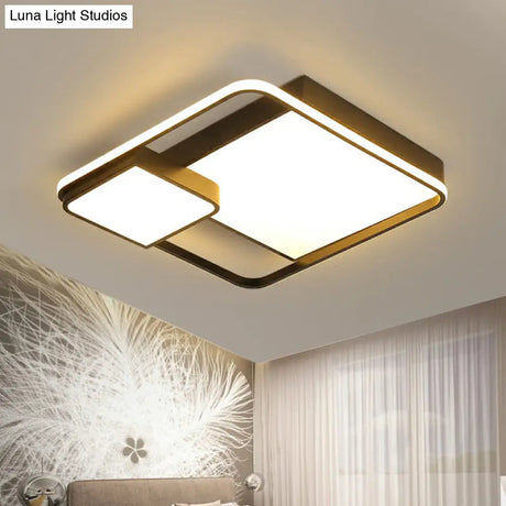 Black Square Led Ceiling Mount Light With Minimalist Acrylic Shade