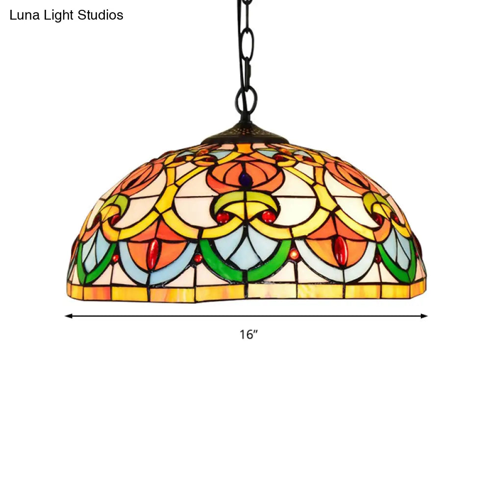 Stylish Black Stained Art Glass Bowl Pendant Light For Living Room - Tiffany Inspired 1 Head Hanging