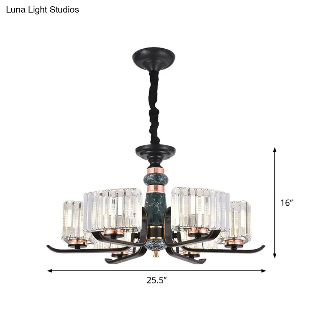 Black Starburst Crystal Hanging Lamp: Elegant 6/8 Bulbs Living Room Chandelier