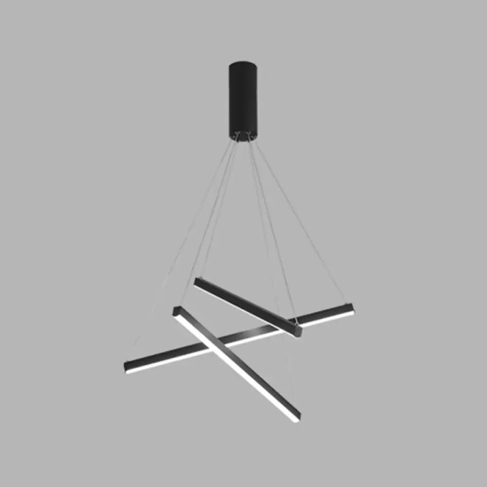 Black Sticks Led Chandelier Light Novelty Minimalist Metal Suspension Lamp For Lobby