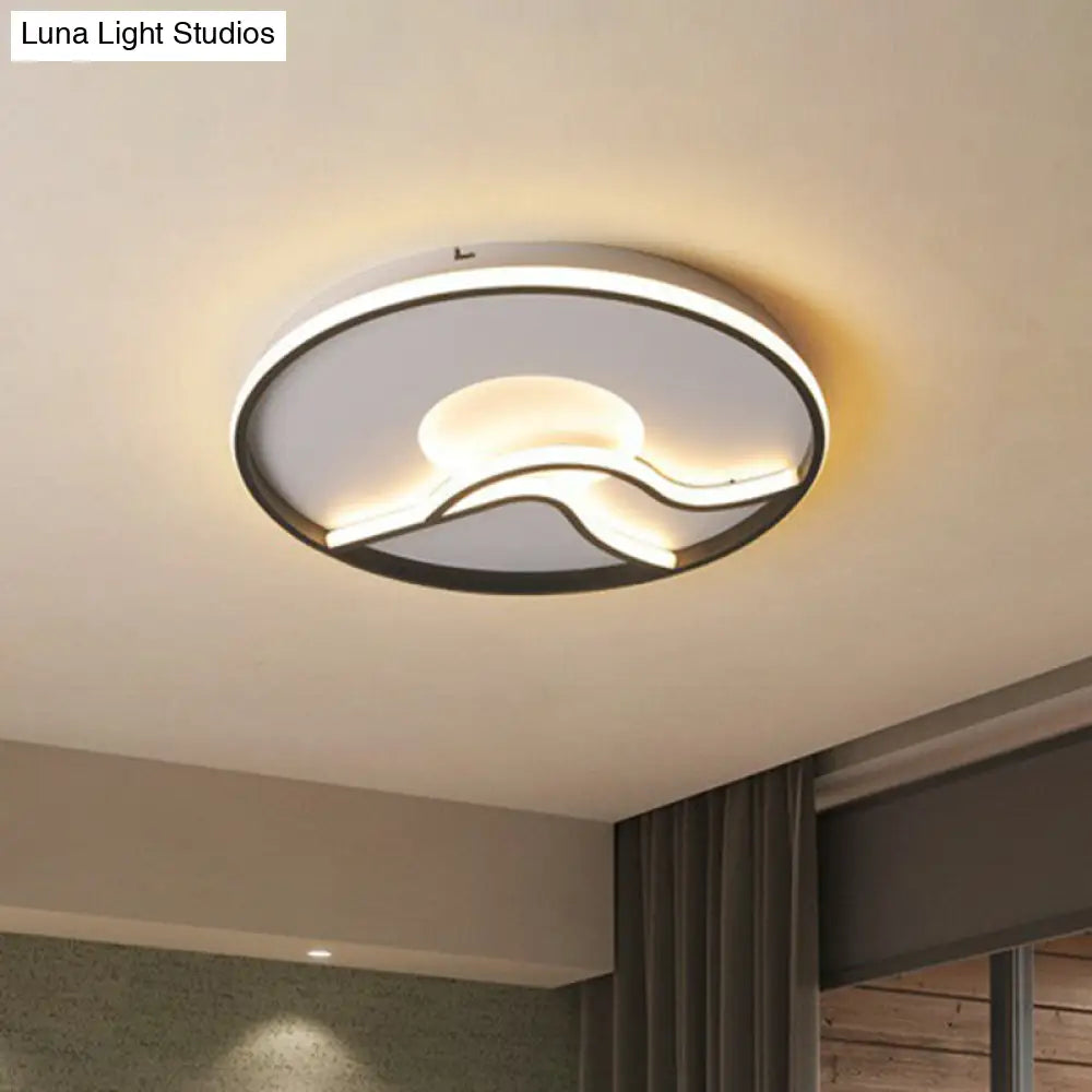 Black Sun & Mountain Nordic Flush Mount Led Lighting Fixture With Acrylic Shade / 16.5 Warm