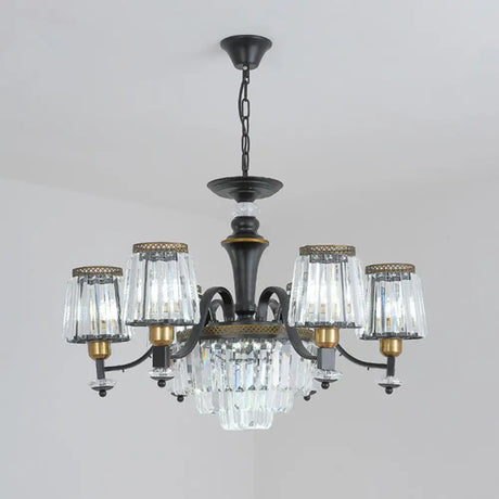 Black Tapered Chandelier With Clear Crystal Shade - Simple Drop Lamp For Elegant Lighting 6 /