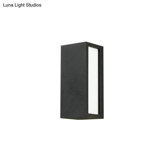 Black Textured Led Wall Mounted Light - Simple Metallic Sconce Lighting For Patio