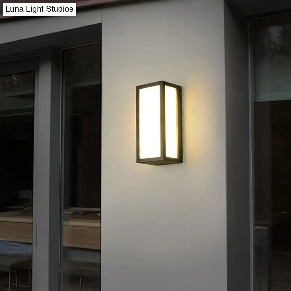 Black Textured Led Wall Mounted Light - Simple Metallic Sconce Lighting For Patio