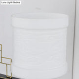 Black Wall Mounted Traditional Metal Cylinder Sconce With Fabric Shade - Perfect For Corridors