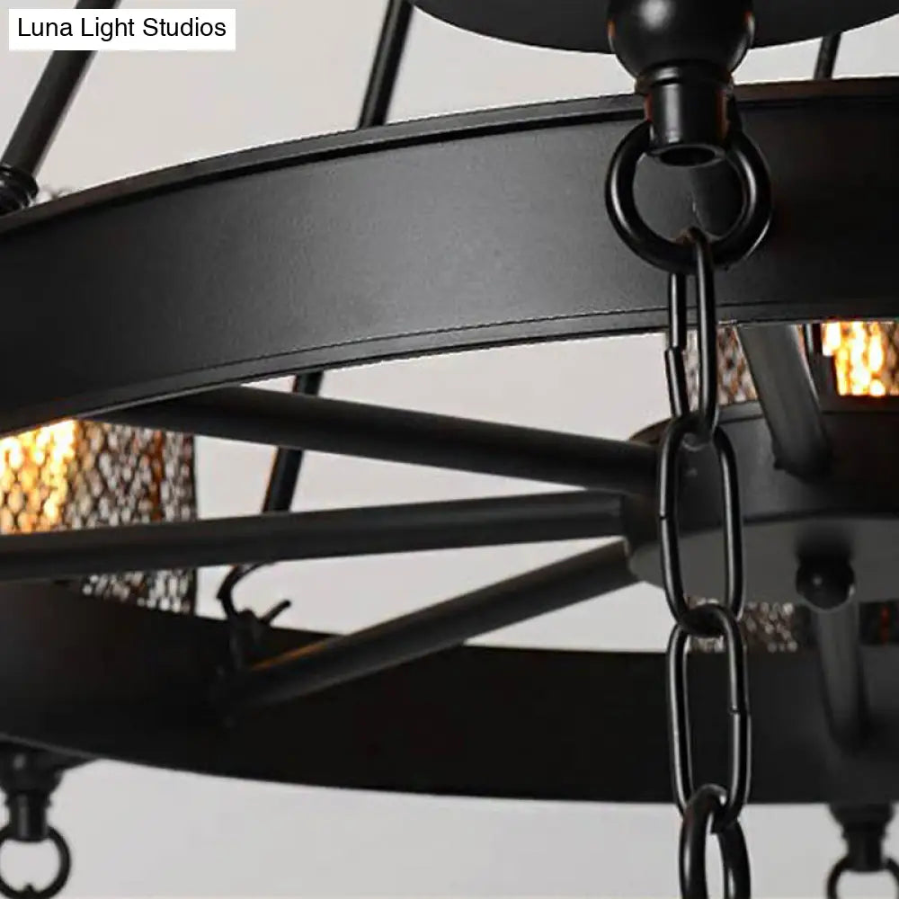 Industrial Bell Metallic Chandelier Light Fixture - 3/6 Lights Black Dining Room Hanging Lamp Kit