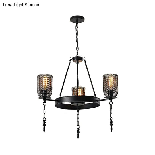 Industrial Bell Metallic Chandelier Light Fixture - 3/6 Lights Black Dining Room Hanging Lamp Kit