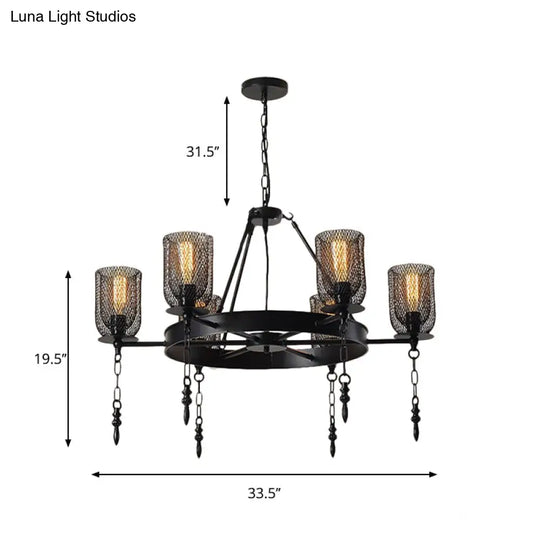Industrial Bell Metallic Chandelier Light Fixture - 3/6 Lights Black Dining Room Hanging Lamp Kit