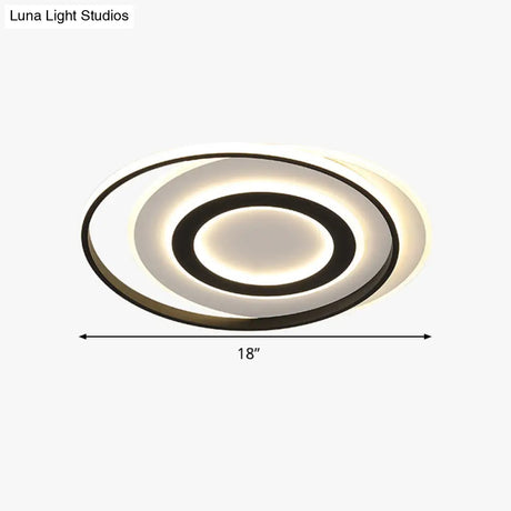 Black-White Circle Led Ceiling Light In Warm/White - Modern Acrylic Flush Fixture 18’/21.5’ Wide