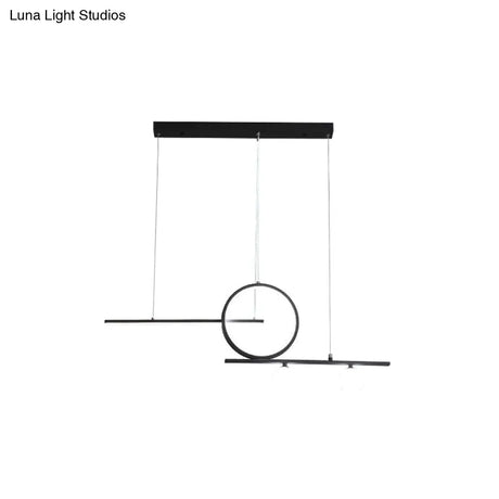 Black/White Metal Suspension Light: Modern Bar And Circle Design Led Island Lighting For Dining Room