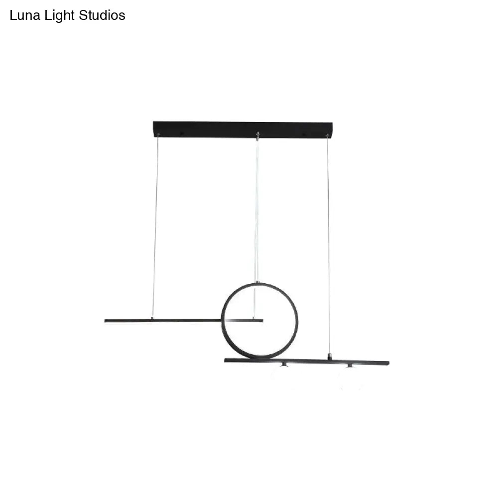 Black/White Metal Suspension Light: Modern Bar And Circle Design Led Island Lighting For Dining Room