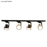 Black Wire Cage Semi Flush Mount Ceiling Light - Nordic Style 4 - Bulb Metal Track Lamp For Dining