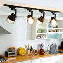 Black Wire Cage Semi Flush Mount Ceiling Light - Nordic Style 4 - Bulb Metal Track Lamp For Dining