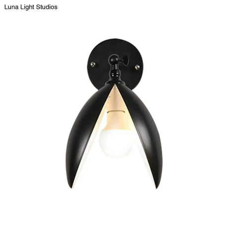Blooming Bud Wall Light - Modern Metal 1-Light Mounted For Living Room (Black/White)