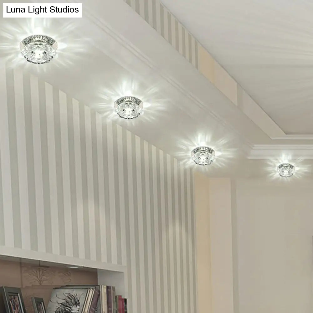 Blossom Crystal Flush Mount Led Ceiling Light For Entryway Clear / 3W White