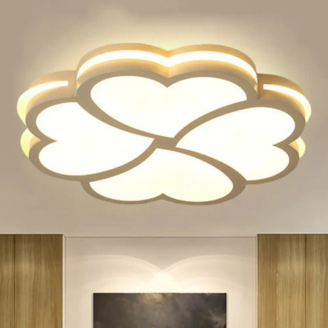Blossom Kindergarten Led Flush Mount Ceiling Light In Modern Acrylic - White / 16’ Warm