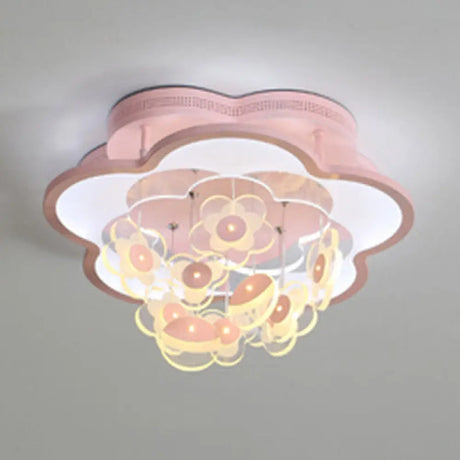 Blossom Modern Led Ceiling Light For Adult & Kid Bedrooms (Acrylic Flushmount) Pink / 23.5’ Warm