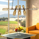 Blue/Amber Vintage Style Glass Bottle Chandelier Pendant Light With Pipe - 8 Heads Ideal For