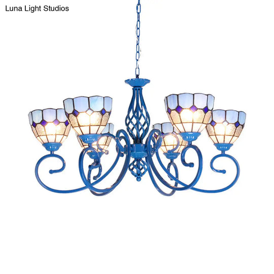 Blue Mediterranean Chandelier With 6/8 Lights And Chain For Living Room 6 /