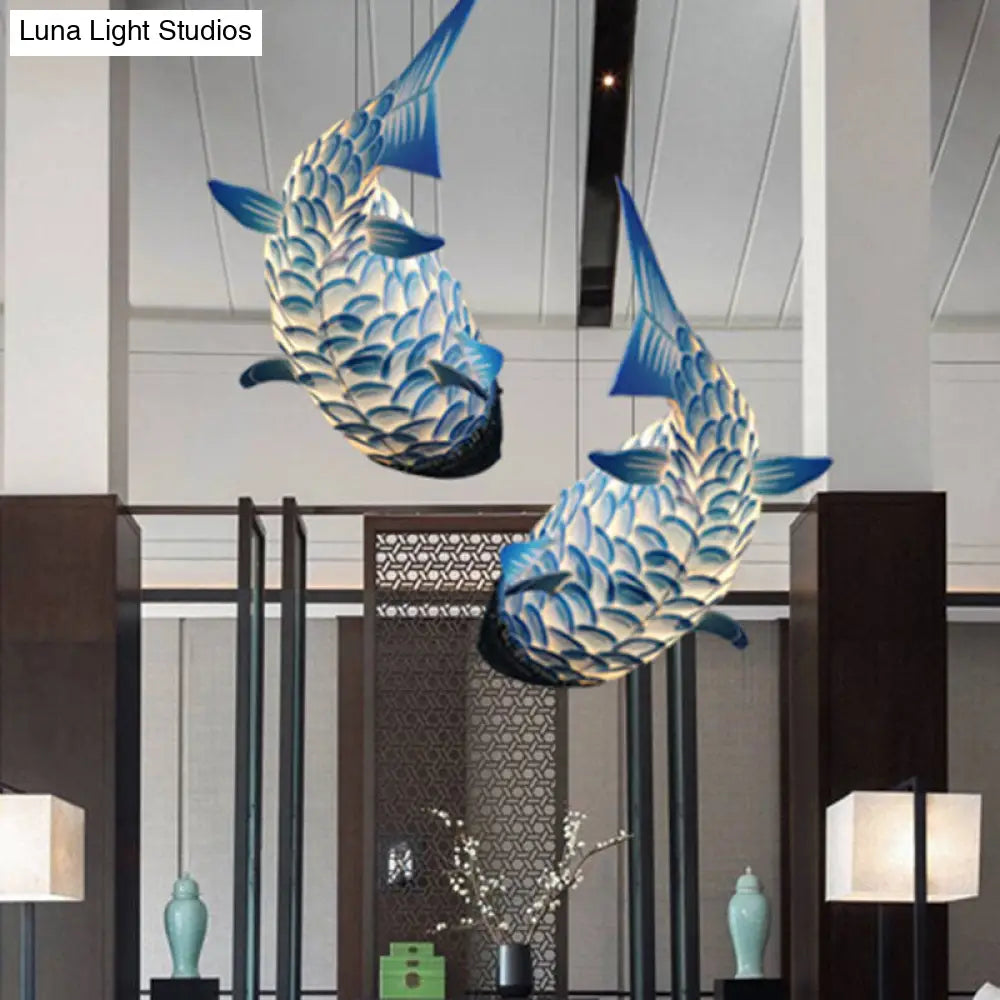 Blue Carp Art Deco Pendant Light Kit With Metal Shade - Hanging Ceiling