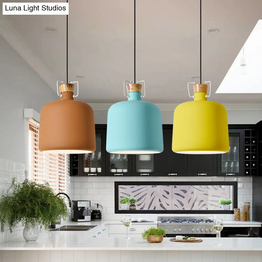 Blue/Gold/Brown Wine Jar Pendant Light With Cork Detailing Blue