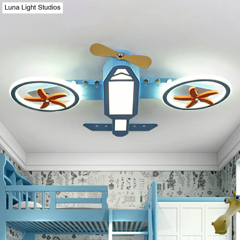 Blue Led Flush Mount Ceiling Light For Child’s Room - Simplicity And Style In Third Gear