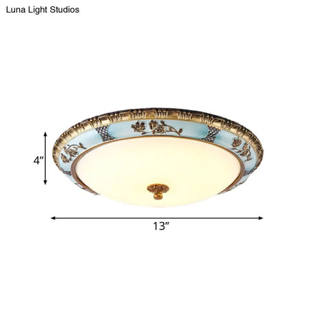 Blue Led Flushmount Lighting Traditional Resin Flower Ceiling Light For Corridor -
