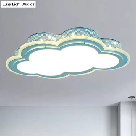 Blue Led Hollow Cloud Ceiling Lamp For Contemporary Kid’s Bedroom