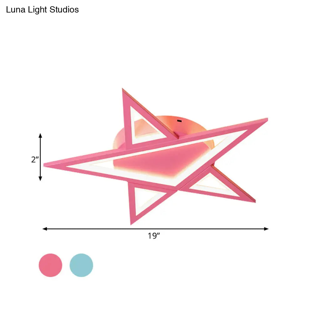 Blue/Pink Led Acrylic Star Flush Mount For Modern Bedroom Ceiling Lighting