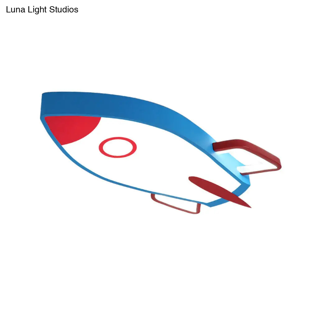 Blue Rocket Bedroom Flushmount Ceiling Fixture - Acrylic Led Contemporary Light