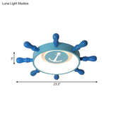 Blue Rudder Kids Led Flush Mount Fixture - 19.5’/23.5’ W Warm/White Light Aluminum & Acrylic Pendant