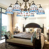 Blue Stained Glass Tiffany Pendant Lamp With 7/9 Light Cone Ceiling Chandelier 7 /