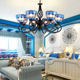 Blue Tiffany Grid Dome Ceiling Light With 6/8 Lights - Perfect Bedroom Lighting 8 /