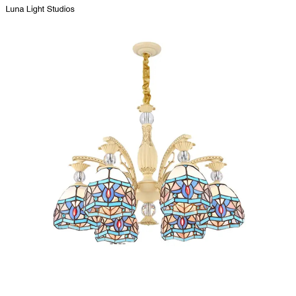 Blue Victorian Chandelier With Cut Glass Shade - 6/9/11 Lights Modern Suspension Pendant For Living
